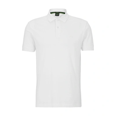 Shop Hugo Boss Cotton-piqu Polo Shirt With Tonal Logo In White