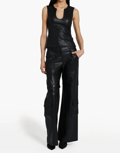 Shop Amanda Uprichard Damon Top In Faux Leather In Black