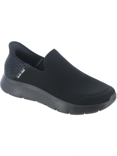 Shop Skechers Go Walk Flex No Hands Mens S Textured Slip-on Sneakers In Black