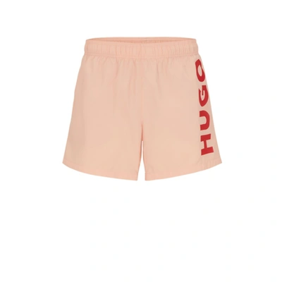 Shop Hugo Swim Shorts With Logo Print In Red