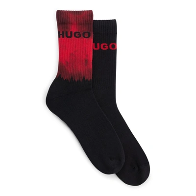 Shop Hugo Two-pack Of Short-length Socks With Logo Details In Black