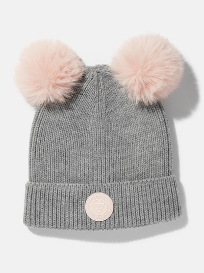 Shop Guess Factory Double Pom Beanie In Grey