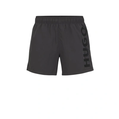Shop Hugo Swim Shorts With Logo Print In Grey