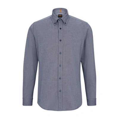 Shop Hugo Boss Regular-fit Shirt In Oxford Cotton In Blue