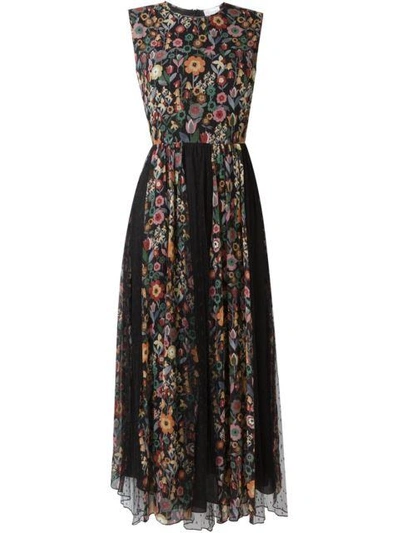 Shop Red Valentino Floral Print Pleated Dress