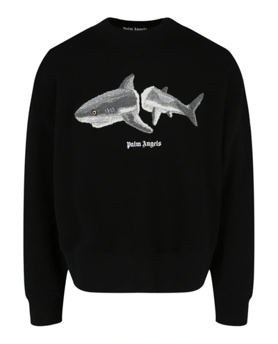 Shop Palm Angels Broken-shark Crewneck Sweatshirt In Black