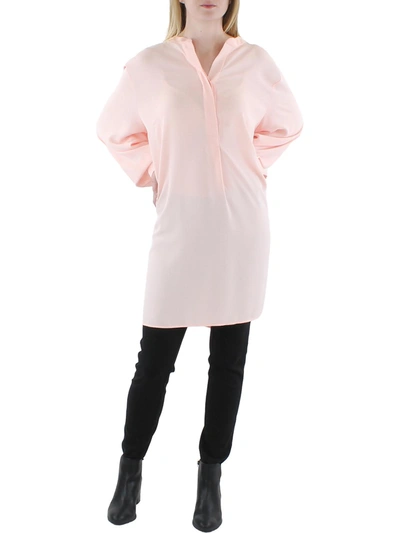 Shop Anne Klein Plus Womens Split- Neck Long Tunic Top In Pink