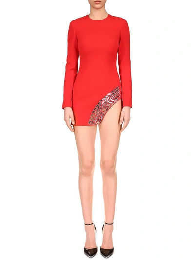 Shop David Koma Plexi Tire Womens Crepe Embellished Mini Dress In Red
