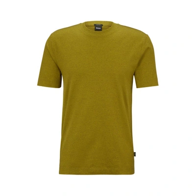 Shop Hugo Boss Regular-fit T-shirt In Mercerized Moulin Cotton In Green