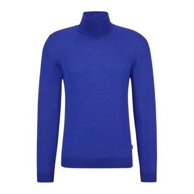 Shop Hugo Boss Slim-fit Rollneck Sweater In Wool In Purple