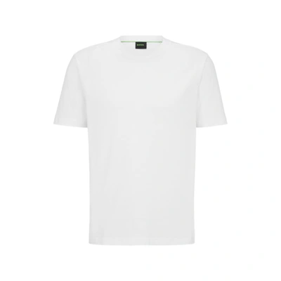Shop Hugo Boss Cotton-jersey T-shirt With Logo Collar In White