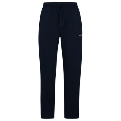 Shop Hugo Boss Waffle Pajama Bottoms With Logo Embroidery In Blue
