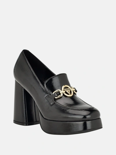 Shop Guess Factory Lynlee Heeled Loafers In Black