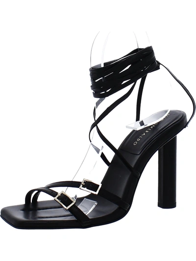 Shop Ilio Smeraldo Maeve Womens Leather Slip-on Strappy Sandals In Black