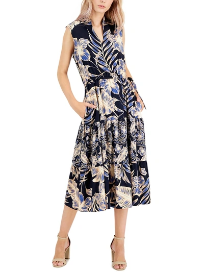 Shop Anne Klein Womens Floral Sleeveless Midi Dress In Multi