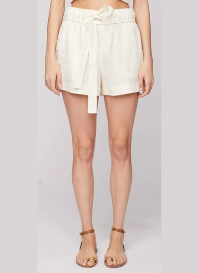 Shop A.l.c Barrett Tie Waist Linen Shorts In Natural In White