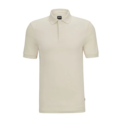 Shop Hugo Boss Slim-fit Cotton-blend Polo Shirt With Micro Pattern In White