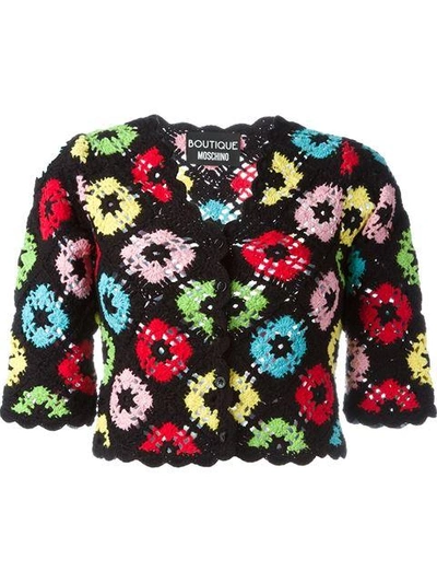 Shop Boutique Moschino Crochet Cropped Cardigan - Black