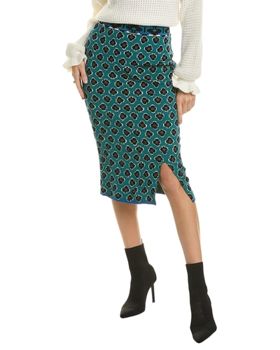 Shop Diane Von Furstenberg Gusta Wool-blend Pencil Skirt In Blue