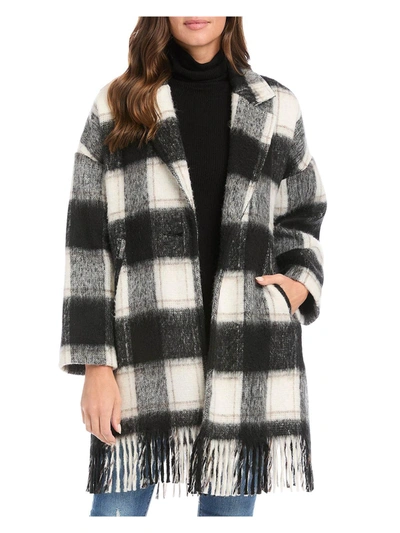 Shop Karen Kane Womens Wool Blend Plaid Long Coat In Multi