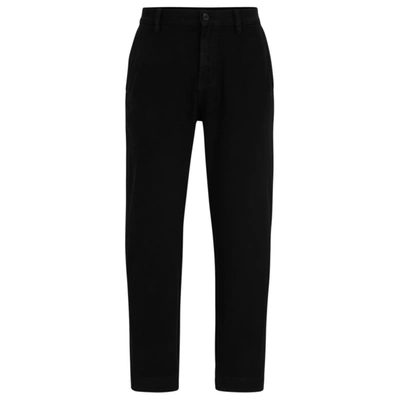 Shop Hugo Tapered-fit Chinos In Cotton Gabardine In Black
