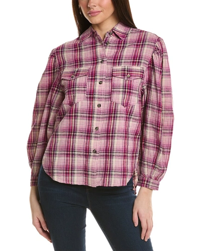 Shop Isabel Marant Etoile Checked Linen-blend Blouse In Pink