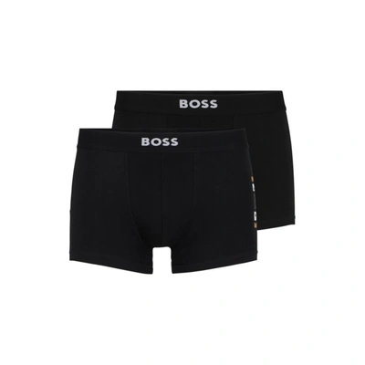 Shop Hugo Boss Two-pack Of Stretch-cotton Trunks With Logo Waistbands In Multi