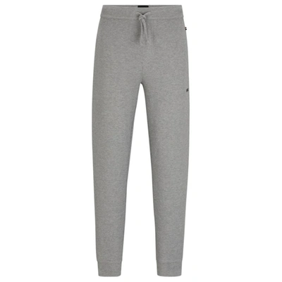 Shop Hugo Boss Cotton-blend Pajama Bottoms With Embroidered Logo In Grey
