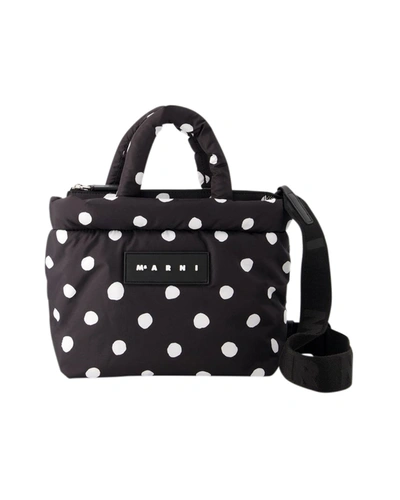 Shop Marni Ew Dots Print Tote Bag -  - Leather - Black