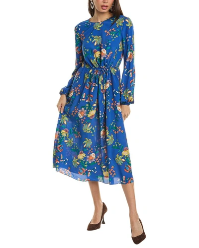 Shop Diane Von Furstenberg Sydney Silk-blend Midi Dress In Blue