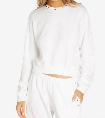 Michael Lauren Exon Crop Crew Neck W/ Neck Trim In White In White