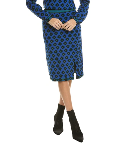 Shop Diane Von Furstenberg Gusta Wool-blend Pencil Skirt In Blue