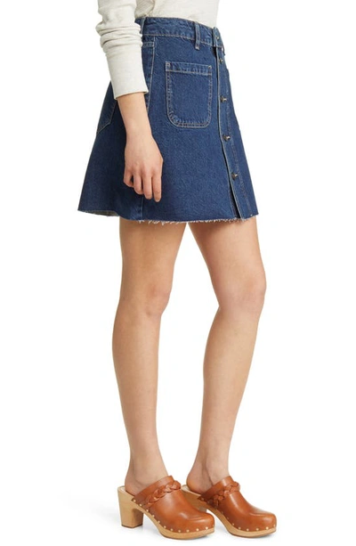 Boden Button Through Denim Skirt In Indigo