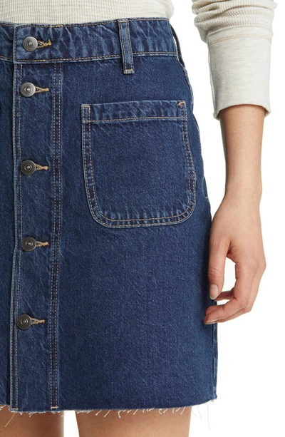 Boden Button Through Denim Skirt In Indigo