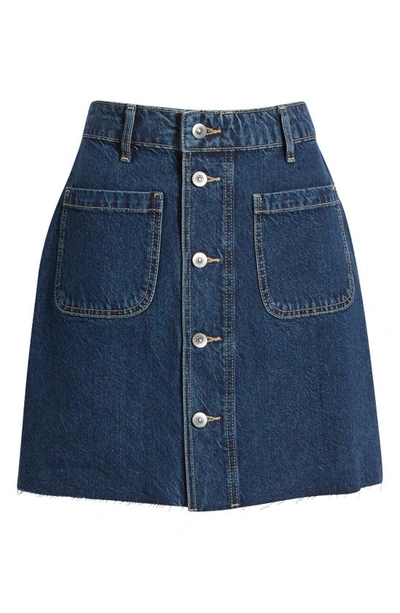 Boden Button Through Denim Skirt In Indigo