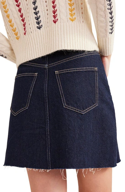 Boden Button Through Denim Skirt In Indigo