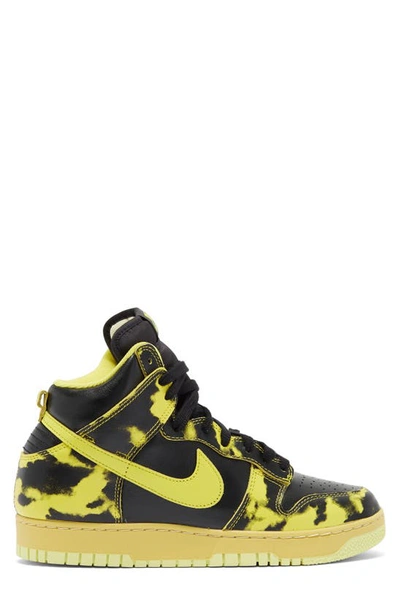 Nike Black And Yellow Dunk Hi 1985 Leather Sneakers In Black/ Yellow Strike