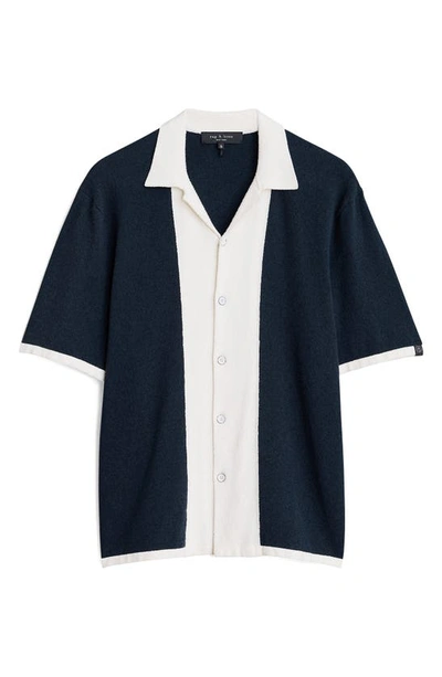 Shop Rag & Bone Avery Zuma Terry Cloth Button-up Camp Shirt In Navy Multi