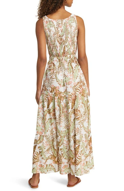 Shop Rip Curl La Quinta Floral Smocked Maxi Dress In Off White