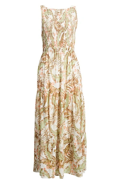 Shop Rip Curl La Quinta Floral Smocked Maxi Dress In Off White