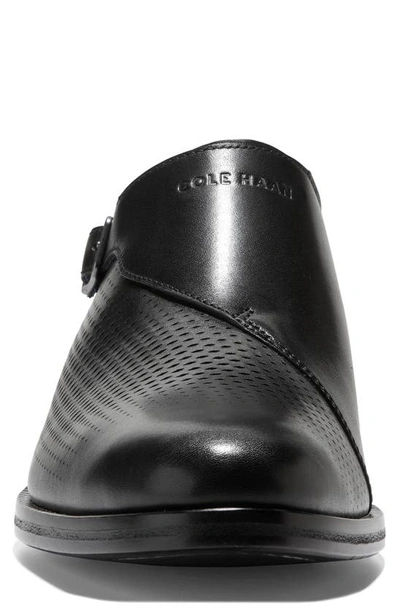 Shop Cole Haan Washington Grand Laser Monk Strap Loafer In Black/ Black
