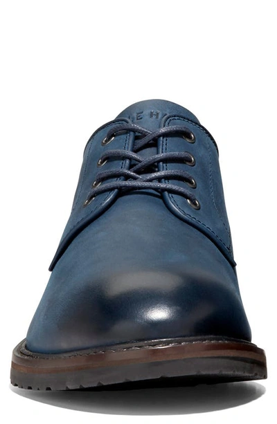 Shop Cole Haan Berkshire Lug Plain Toe Derby In Navy Blazer Waxy Leather