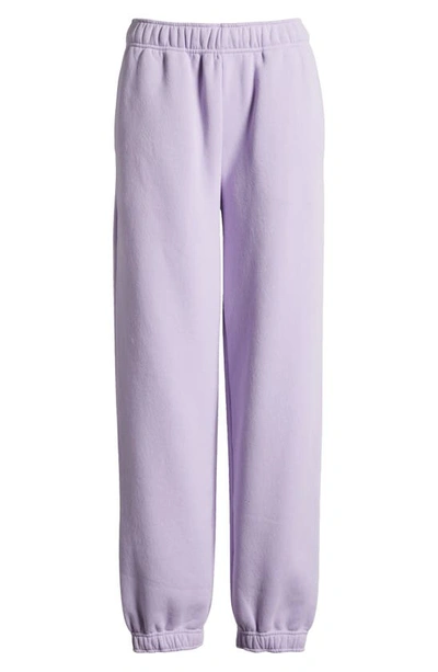 Shop Zella Cara Ultracozy Cotton Blend Fleece Joggers In Purple Secret