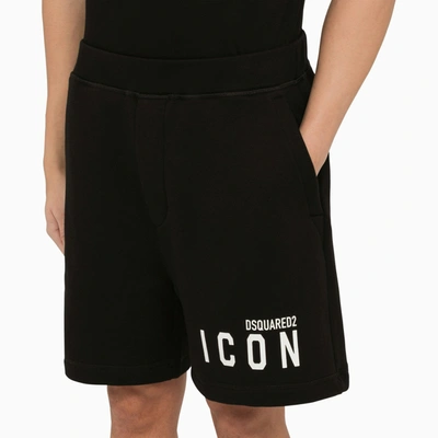 Shop Dsquared2 Black Bermuda Shorts With Icon Print