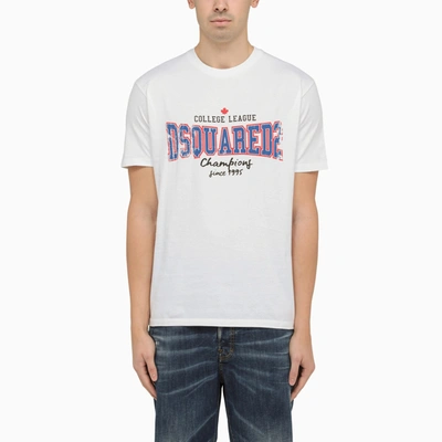 Shop Dsquared2 White Crewneck T Shirt With Print
