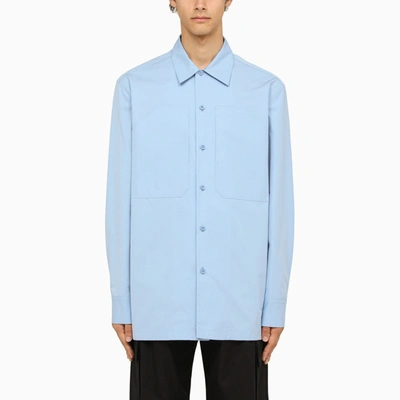 Shop Jil Sander Light Blue Oversize Shirt With Pockets
