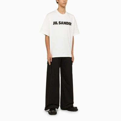 Shop Jil Sander White Wide T Shirt With Logo