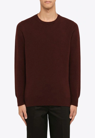 Drumohr Bordeaux Cashmere Crew-neck Sweater In Burgundy