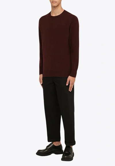 Drumohr Bordeaux Cashmere Crew-neck Sweater In Burgundy