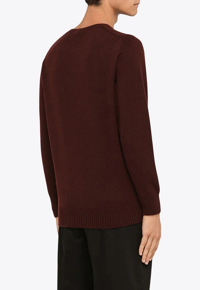 Drumohr Bordeaux Cashmere Crew-neck Sweater In Burgundy